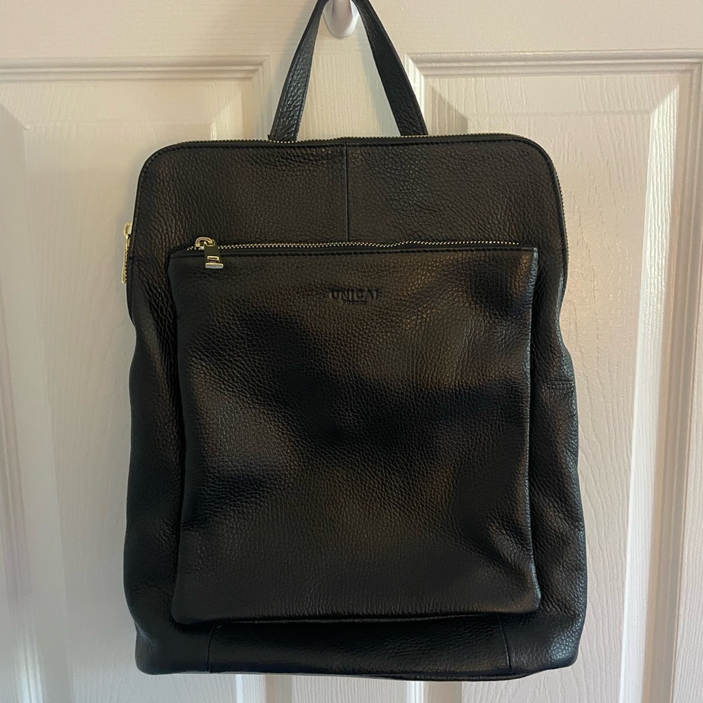 NWT Unica Firenze Leather Backpack Purse Convertible Bag Black Made in 
Italy